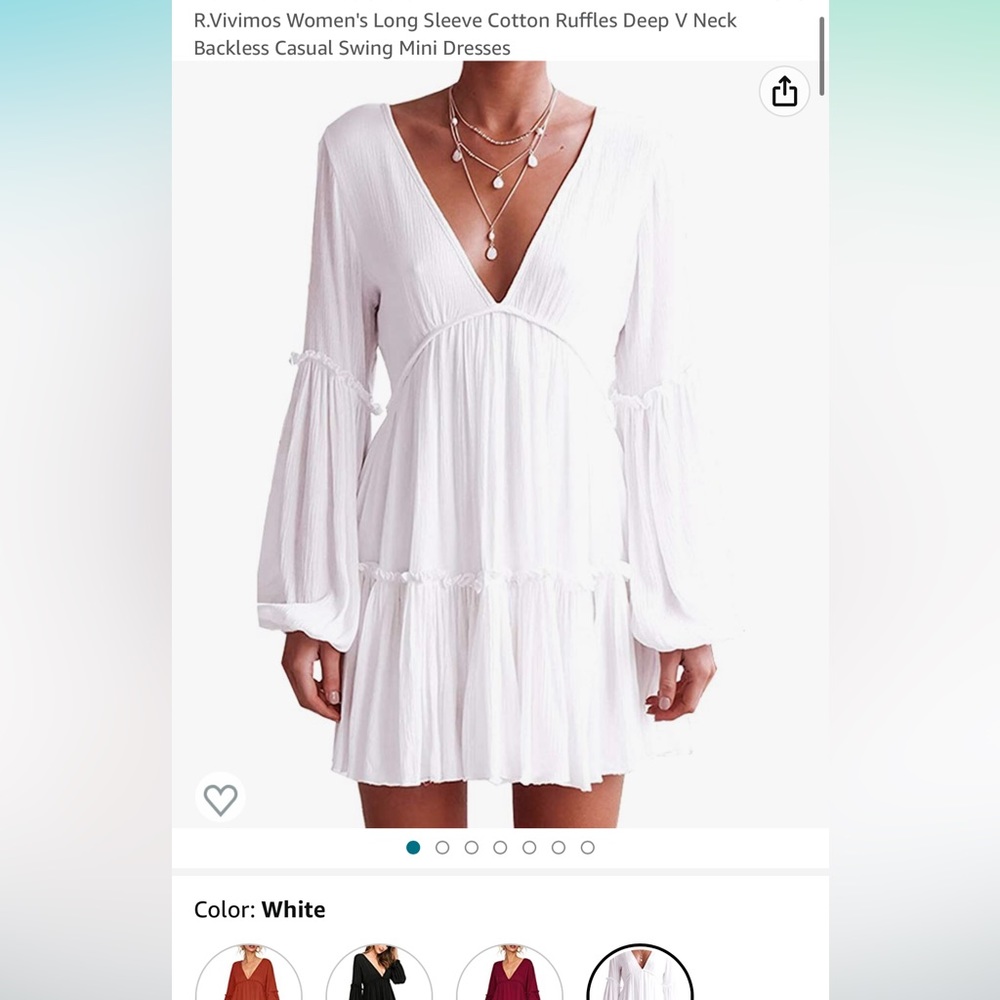 NWT White Deep V Dress